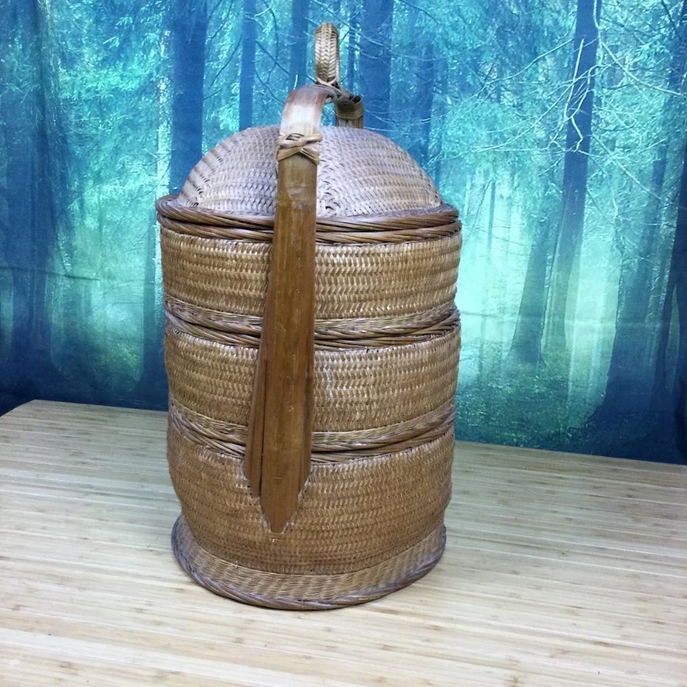 Vintage Chinese Rice Wedding Basket 3 Tier